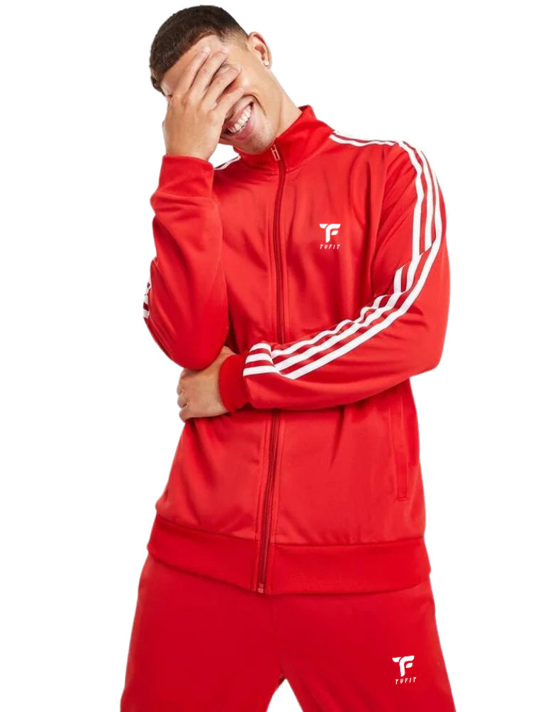 Men Tyfit Winter Track suit in Red Full Side Stripe