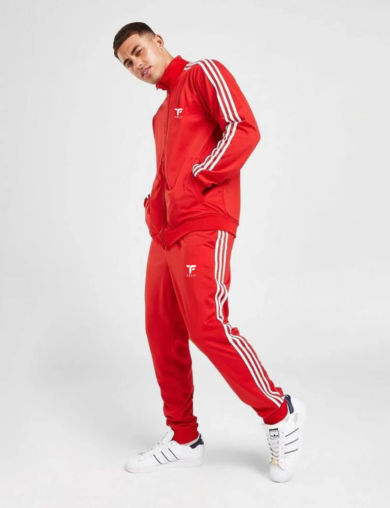 Men Tyfit Winter Track suit in Red Full Side Stripe