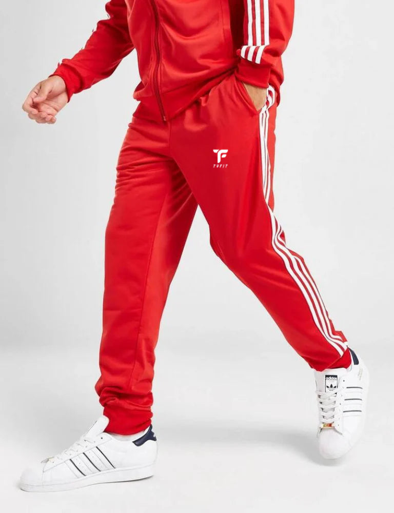 Men Tyfit Winter Track suit in Red Full Side Stripe